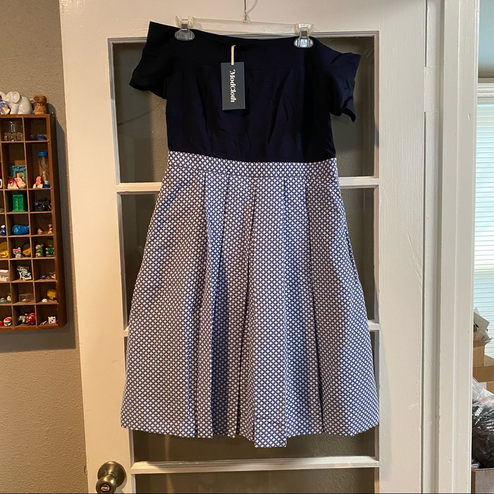 NWT ModCloth Navy Off the Shoulder Dress, L